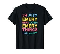 Emery está aquí Haciendo Cosas de Emery, Divertido Nombre de Emery Camiseta gráfica económica