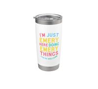 Emery está aquí haciendo cosas de Emery, divertido nombre de Emery Vaso térmico de acero inoxidable de doble pared