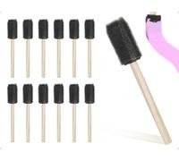 Emezddo 12 Pinceles De Esponja, Pinceles De Espuma Lavables, Aplicadores De Pintura con Mangos De Madera, Ideales para Pintar, TeñIr Y Aplicar En Manualidades (Negro)