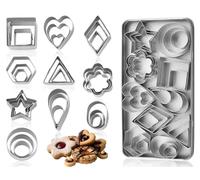 Emezddo 30 piezas de juego de cortadores de galletas,mini cortadores de galletas de acero inoxidable,cortadores de galletas pequeños,formas geométricas de galletas,cortadores de galletas(plateados)