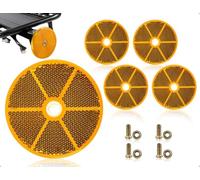 Emezddo 4 reflectores traseros, colgantes con reflector ojo de gato con tornillos y tuercas, ideal para actividades al aire libre, camiones, coches, caravanas y más. Tractores (redondos, naranjas)