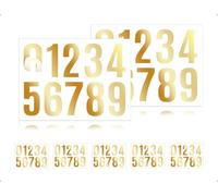 Emezddo 5 hojas de pegatinas numéricas autoadhesivas impermeables, vinilo reflectante del 0 al 9, para buzones, casas, residencias y papeleras (doradas, 4 cm)