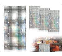 Emezddo Camino de Mesa para Fiesta Disco 3 Piezas,Cortina Brillante,Mantel de Lentejuelas,Ideal para cumpleaños Retro de los años 70 y 80 Decoración para graduación y Aniversario(Plateada,1 x 2 m)