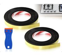 Emezddo Cinta de sellado de 10 m,cinta de montaje autoadhesiva con raspador pequeño, para placas vitrocerámicas,estufas eléctricas,aislamiento acústico de puertas y ventanas(2 x 10 mm)