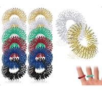 Emezddo Juego de 12 anillos de acupresión, anillos de masaje para dedos, juguetes para aliviar el estrés sensorial para niños, profesores, estudiantes, adultos y oficinistas (6 colores)