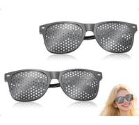 Emezddo Paquete de 2 gafas estenopeicas,cómodas gafas estenopeicas con patillas plegables,para aumentar temporalmente la claridad de imagen,como ayuda optométrica y herramienta de diagnóstico(Negro)