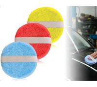 Emezddo Paquete de 3 Esponjas de Pulido, Esponjas de Microfibra para Pulir Coches,Almohadillas Aplicadoras y Aplicador de Cera,Ideal para Coches,Camiones y Limpiadores de Pintura(Azul,Amarillo y Rojo)