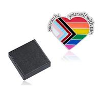 Emezddo Pride Pin,insignias de arcoíris de metal,pin gay con caja,broche LGBTQ con la inscripción "Puedes ser tú mismo conmigo",para hombres,mujeres,ropa,blazers y mochilas,accesorios(corazón)