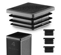 EMFA Tapón para Tubo Cuadrado 100x100 mm - Tapón Negro con Láminas de Plástico 10x10 cm - Terminal de Tubo - 4 Piezas