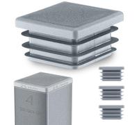 EMFA Tapón para Tubo Cuadrado 25x25 mm - Tapón Gris con Láminas de Plástico 2,5x2,5 cm - Terminal de Tubo - 4 Piezas