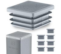 EMFA Tapón para Tubo Cuadrado 25x25 mm - Tapón Gris con Láminas de Plástico 2,5x2,5 cm - Terminal de Tubo - 8 Piezas
