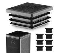EMFA Tapón para Tubo Cuadrado 70x70 mm, Negro, 8 Piezas