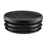 EMFA Tapón para Tubo Redondo Acanalado 38 mm Negro, 4 Unidades
