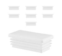 EMFA Tapones para Tubos Rectangulares 120x40 mm Blanco - Tapón de Plástico para Muebles - Terminación para Estructuras Metálicas - 8 Piezas - 12x4 cm