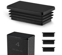 EMFA Tapones para Tubos Rectangulares 120x60 mm Negro - Tapón de Plástico para Muebles - Terminación para Estructuras Metálicas - 4 Piezas - 12x6 cm