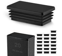EMFA Tapones para Tubos Rectangulares 35x20 mm Negro - Tapón de Plástico para Muebles - Terminación para Estructuras Metálicas - 20 Piezas - 3,5x2 cm