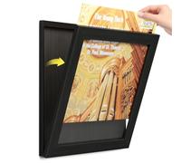 Emfogoo 1 Pieza Porta Vinilo Mural, Apertura en la Pared Delantera, Marco de Madera para Foto Mueble Vinilo para Presentar los Discos Póster, para Mostrar las Fundas de Discos de Vinilo 12x12 (Negro