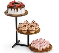 Emfogoo 1 soporte para tartas de 3 niveles, soporte de madera para 50 cupcakes, torre de cupcakes como frutero o bandeja, torre de postres para cupcakes para té de la tarde, fiesta temática, boda y