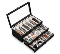Emfogoo 3 Niveles Organizador de Navajas, Caja de Colección para Puñales con Tapa Transparente y Cajones, Exponer Vitrina para Dagas para coleccionistas, Almacenamiento y Exhibición, Regalo (Negro)