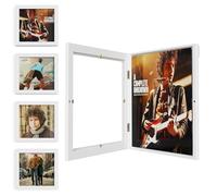 Emfogoo 4 Piezas Caja Vinilos, Estante de Pared de Vinilo, Vintage Madera Marco para Soporte Discos, Expositor Discos de Vinilo para 12x12 Pulgadas Discos LP (Juego de 4/Blanco)