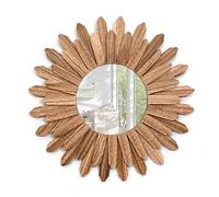 Emfogoo Espejos Decorativos de Pared, 53cm Espejo Redondo Madera Pequeño, Bohemia Decoracion Habitacion, Espejo Pared para Entrada Recibidor, Baño, Dormitorio, Salon (Marrón Retro)