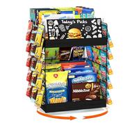 Emfogoo Estante para Patatas Fritas Giratoria 360°, 5 Niveles Expositor de Snacks, Organizador de Snacks para Frutos Secos, Dulces, Aperitivos, para Tiendas, Hogar, Oficina, Mostrador (Negro)
