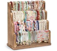 Emfogoo Expositor Pulseras, 4 Niveles Organizador Joyas para Pulseras, Brazaletes, Relojes, Collares, Madera Porta Pulsera, Soporte de Pulsera Extraíble para Hogares, Ferias de Artesanía y Tiendas