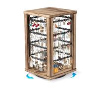 Emfogoo - Soporte giratorio para pendientes, expositor con 48 agujeros, almacenamiento de joyas y expositor para mujer, soporte para joyas, 18,5 x 18,5 x 40 cm