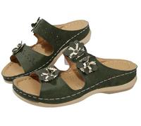 EMGILL Sandalias de playa de verano para mujer, sandalias de cuña elegantes, cómodas para caminar, sandalias de plataforma casuales, Verde (Army-green), 39.5 EU