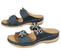 EMGILL Sandalias de playa de verano para mujer, sandalias de cuña elegantes, cómodas para caminar, sandalias de plataforma casuales, Azul marino, 39 EU