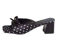 EMGILL Sandalias de tacón cuadrado con lazo y lunares para mujer, sandalias de verano elegantes para vacaciones, bodas, fiestas, Negro, 41 EU