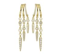 Emibele 14K Bañado Oro Colgantes Pendientes Para Mujeres Delicado Cadena Caída Huggie Pendientes Circonita No Deslustran Hipoaalergénico Triple Aros Huggie Colgantes Aretes Trendy Joya Regalo