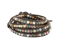 Emibele Brazalete de Cuero, Pulsera Deslumbrante Hecha a Mano, Accesorio de Pulsera de Ágata Brillante para Muñeca para Niñas y Mujeres - Verde