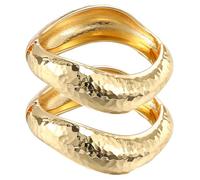 Emibele Brazaletes Oro para Mujeres, 2PCS Pulsera de Oro Grueso Martillado Irregular, Moda Brazo Ancho Manguito Minimalista Grueso, Regalos de Joyería para San Valentín Navidad Cumpleaños