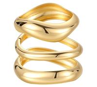 Emibele Brazaletes Oro para Mujeres, 3PCS Brazaletes Dorados Gruesos Irregulares Con Bisagra, Moda Brazo Ancho Manguito Minimalista Grueso, Regalos de Joyería para San Valentín Navidad Cumpleaños