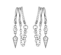 Emibele Plata Huggie Colgantes Pendientes Para Mujeres No Deslustran Triple Aros Pendientes Caída Circonita Trendy Hipoaalergénico Cadena Larga Huggie Aretes Moderno Joya Regalo