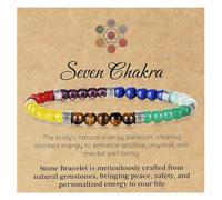 Emibele Pulsera Chakra, Piedras Naturales Coloridas 7 Chakras Pulsera Cristal Para Energía Positiva Aliviar Ansiedad Meditación, Joya Cristal Sanador 4mm Joya Moda Regalo Para Mujeres Hombres