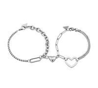 Emibele Pulseras de Pareja de Corazón, Conjunto de Pulseras con Colgantes del Corazón Magnético a Juego, Pulseras de Amistad Pulsera de la Promesa Regalo para el Día de San Valentín Aniversario, Plata