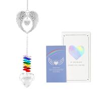 Emibele Regalos de Condolencia por la Pérdida de un Ser Querido, Angel Wings Memorial Suncatcher, Arco Iris Sun Catcher Recuerdo Duelo Regalos por la Pérdida de Mamá Papá Amigo Mascota
