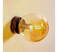 EMIBIG LIGHTING Aplique de pared Glassy, negro, ámbar, cristal, E14, Ø 14 cm