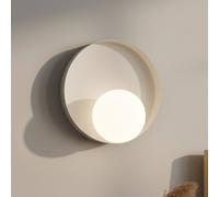 EMIBIG LIGHTING Aplique de pared Kido K1, beige, acero/vidrio, Ø 20 cm