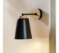 EMIBIG LIGHTING Aplique de pared Periot K1 con decoración de madera, negro