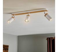 EMIBIG LIGHTING Downlight Elba con detalles en madera, 3 luces, blanco