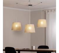 EMIBIG LIGHTING Lámpara colgante Ascot, beige, tela, 3 luces, descentralizada