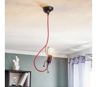 EMIBIG LIGHTING Lámpara colgante Bobi 1 en negro, cable rojo, 1 luz.