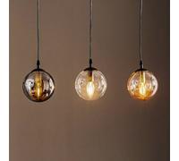 EMIBIG LIGHTING Lámpara colgante Glassy, 3 luces, recta, grafito/ámbar/transparente, vidrio