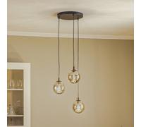 EMIBIG LIGHTING Lámpara colgante Glassy, 3 luces, redonda, negro, grafito, vidrio