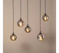 EMIBIG LIGHTING Lámpara colgante Glassy, 5 luces, descentrada, negro, grafito