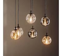 EMIBIG LIGHTING Lámpara colgante Glassy, 6 luces, grafito/ámbar/transparente, vidrio, 75 cm