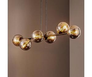 EMIBIG LIGHTING Lámpara colgante Glassy, 6 luces, negro, grafito, cristal, 110 cm